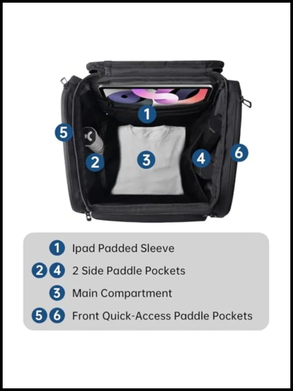 Pickleball Bag for 6+ Paddles with Shoe Compartment & Wet/Dry Pocket
